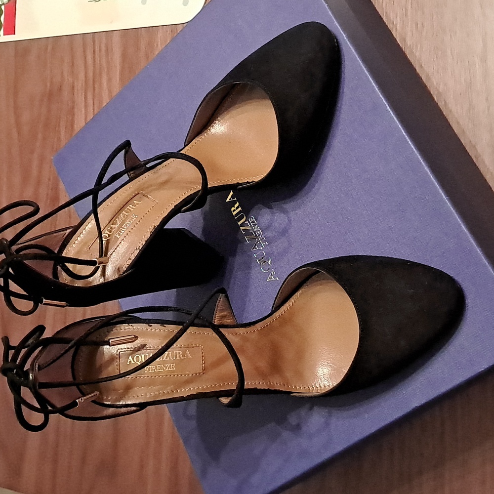 Aquazzura Black Suede 'Karlie 105' Heel